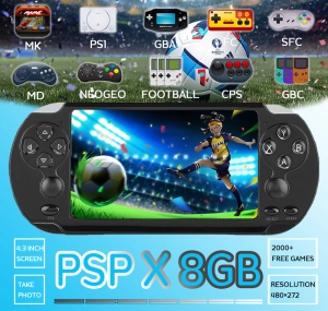 สินค้า เครื่องเล่นเกม PSP เกมแบบพกพาคอนโซลจริง 8 กิกะไบต์กล้องเกมวิดีโอสำหรับของขวัญ 4.3 inch สามารถเชื่อมต่อกับทีวีได handheld game console dual rocker built-in hd games st photo can play mp4mp5 e-book game download