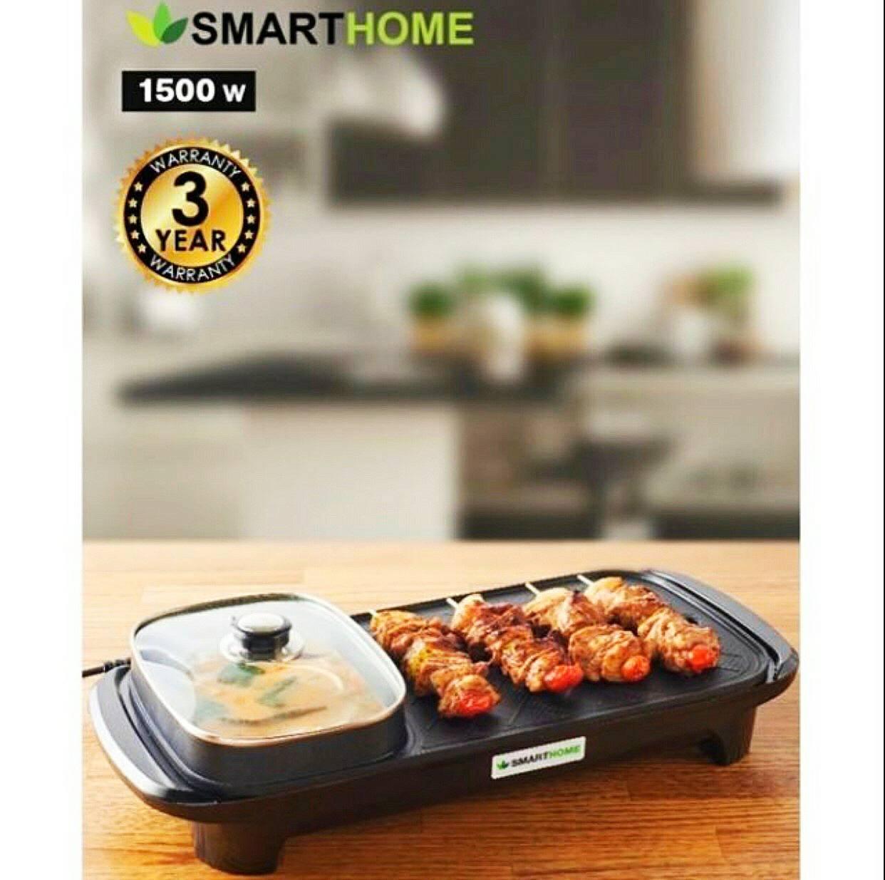SMARTHOME BBQ & HOTPOT 2in1 เตาปิ้งย่างอเนกประสงค์พร้อมหม้อสุกี้ รุ่น SM-EG1503 ประกัน3ปี มีเก็บเงินปลายทาง
