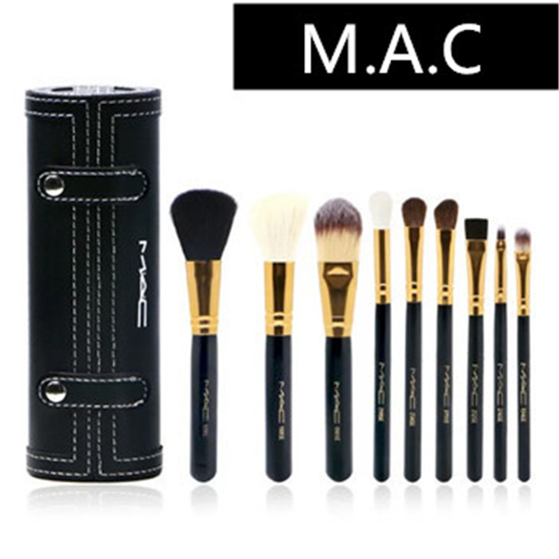 【รับประกันของแท้100%】MAC Makeup brush เซตแปรงแต่งหน้า 9 แท่ง สีดำ