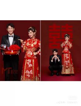 ชุดแต่งงานสีแดงจีนใหม่ Xiuhe เจ้าสาว cheongsam ปักเสื้อผ้า Longfeng คลาสสิก - นานาชาติ