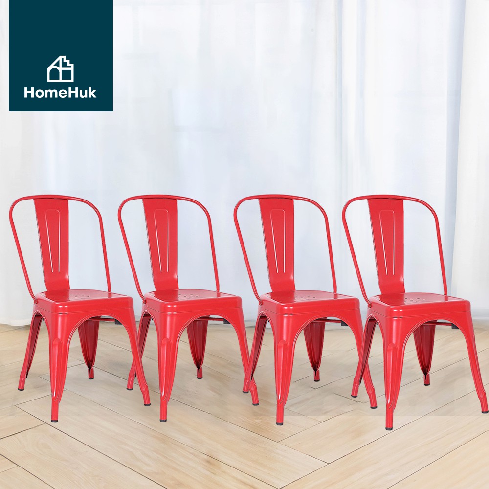 [ส่งฟรี 2แถม2] HomeHuk เก้าอี้เหล็ก มีพนักพิง ซ้อนได้ TolixChair 46x44x85cm เก้าอี้กินข้าว เก้าอี้คาเฟ่ เก้าอี้ร้านอาหาร