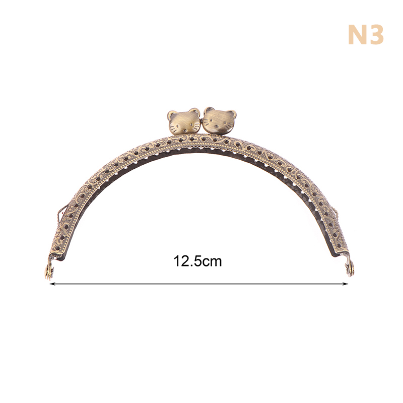 Graceful 1Pc 8.5/10.5/12.5CM Cat Head Metal Purse Frame Handle for Clutch  Bag Handbag Making Clasp Lock Bags Accessories