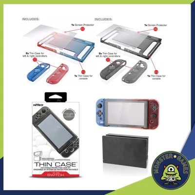 Nyko Thin Case พร้อมกันรอยกระจกในเซต for Nintendo Switch (เคสswitchใส่ dock ได้)(เคสบางswitch ใส่ Dock ได้)(Nyko switch case)(Thin Case Switch)