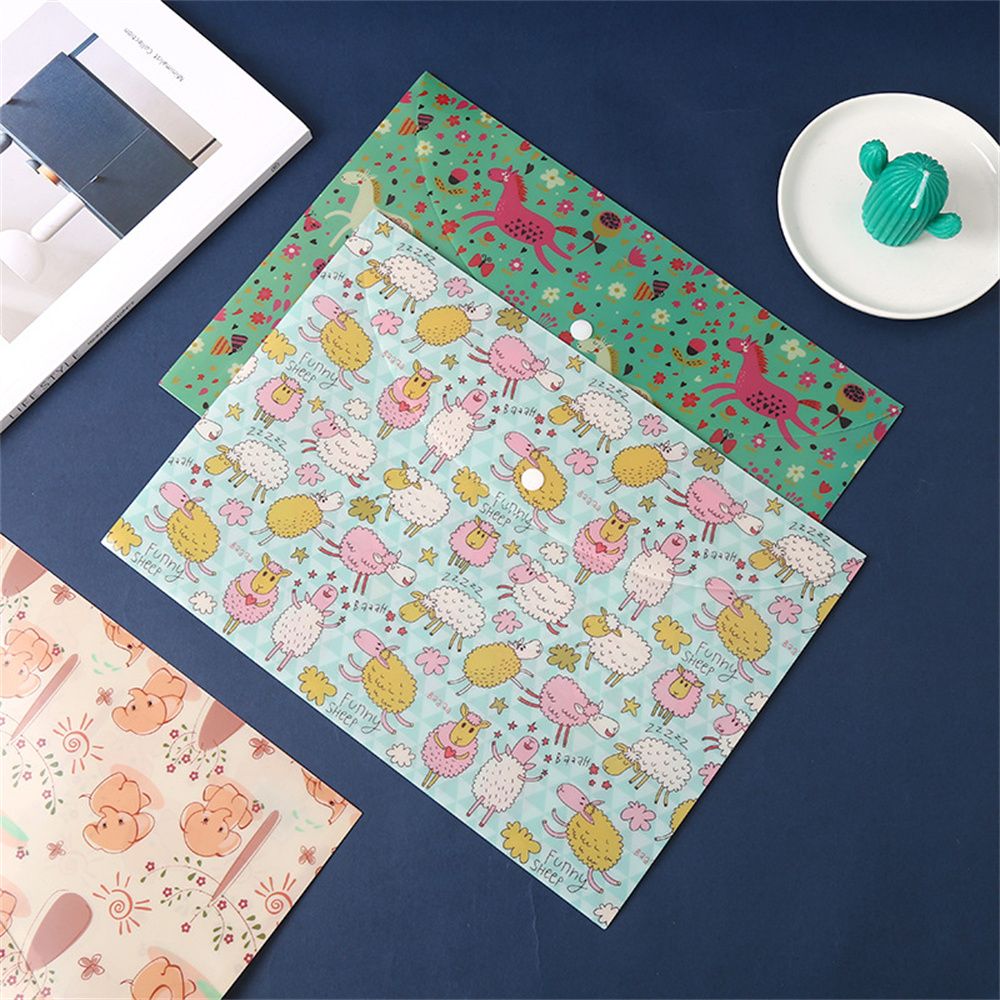 MMLUCK School Supplies Office for Student File Bag A4 File Folder Cartoon File Folder Document Bag Paper Organizer Bill Envelope
