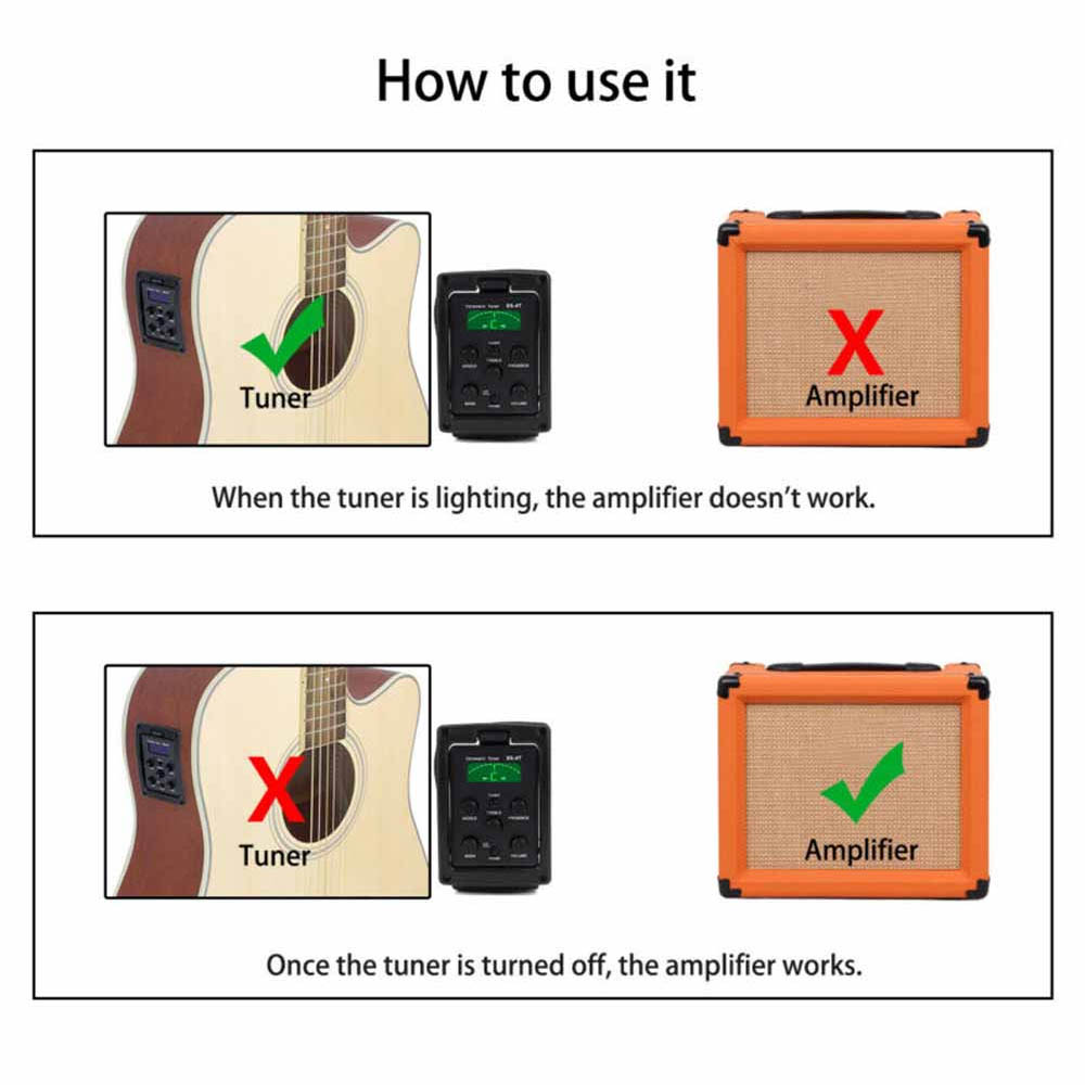 Acoustic Guitar Piezo Pickup Preamp 4Band EQ Equalizer Tuner System