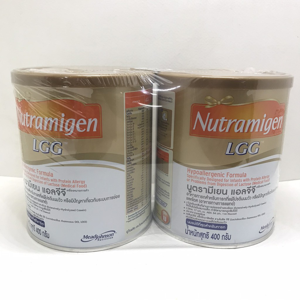Nutramigen LGG นมผงสูตรพิเศษ สำหรับทารกที่แพ้โปรตีนนมวัว ขนาด 400 กรัม (2 กระป๋อง)