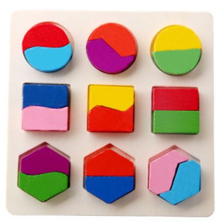 บล็อคหยอด ปริศนา รูปทรงเรขาคณิต ของเล่นเพื่อการศึกษาสำหรับเด็ก ปริศนาจิ๊กซอว์สามมิติ ของเล่นเสริมพัฒนาการ