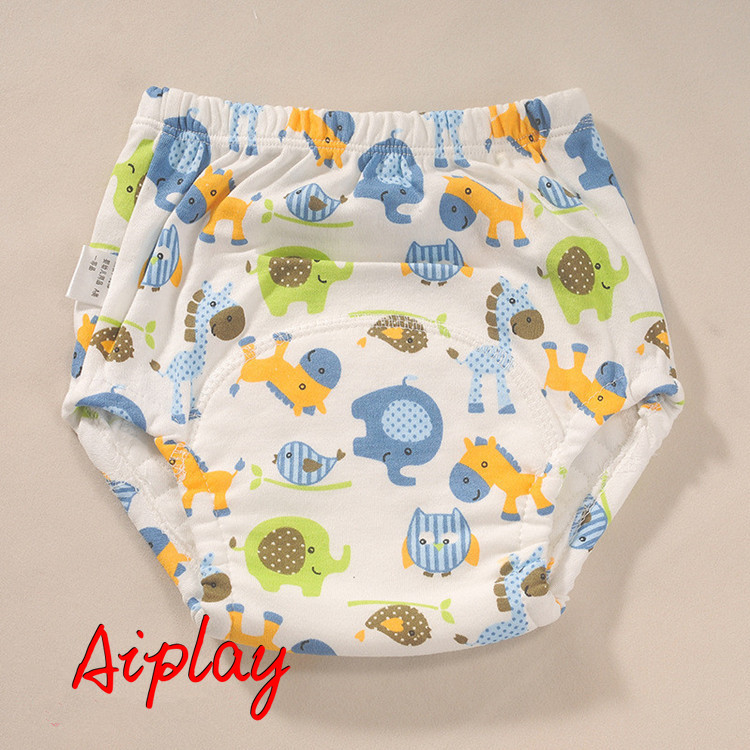Aiplay 1 ชิ้นกางเกงฝึกอบรมเด็ก 6 ชั้นผ้าฝ้ายการเรียนรู้ผ้าอ้อมผ้าล้างทำความสะอาดได้กันน้ำระบายอากาศกางเกง