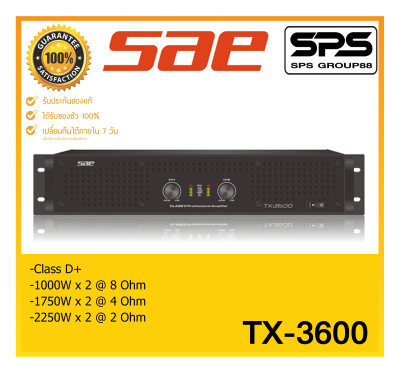 ดูภาพ POWER PA POWER AMP พาวเวอร์แอมป์ เพาเวอร์ พีเอ รุ่น TX-3600 ยี่ห้อ SAE ของแท้ พร้อมส่ง เพิ่มเติม POWER PA POWER AMP พาวเวอร์แอมป์ เพาเวอร์ พีเอ รุ่น TX-3600 ยี่ห้อ SAE ของแท้ พร้อมส่ง