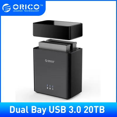 ORICO DS200U3 Dual Bay Magnetic-type 3.5 นิ้วฮาร์ดไดรฟ์ Enclosure USB3.1 Gen1 5Gbps HDD Case รองรับ UASP 12V4A Power 20TB