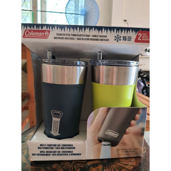 [คุ้มราคา!!] Coleman Tumbler ขนาด 20 oz. เก็บความเย็นได้นาน 15 ชม. มาพร้อมหลอด และมีที่เปิดขวด