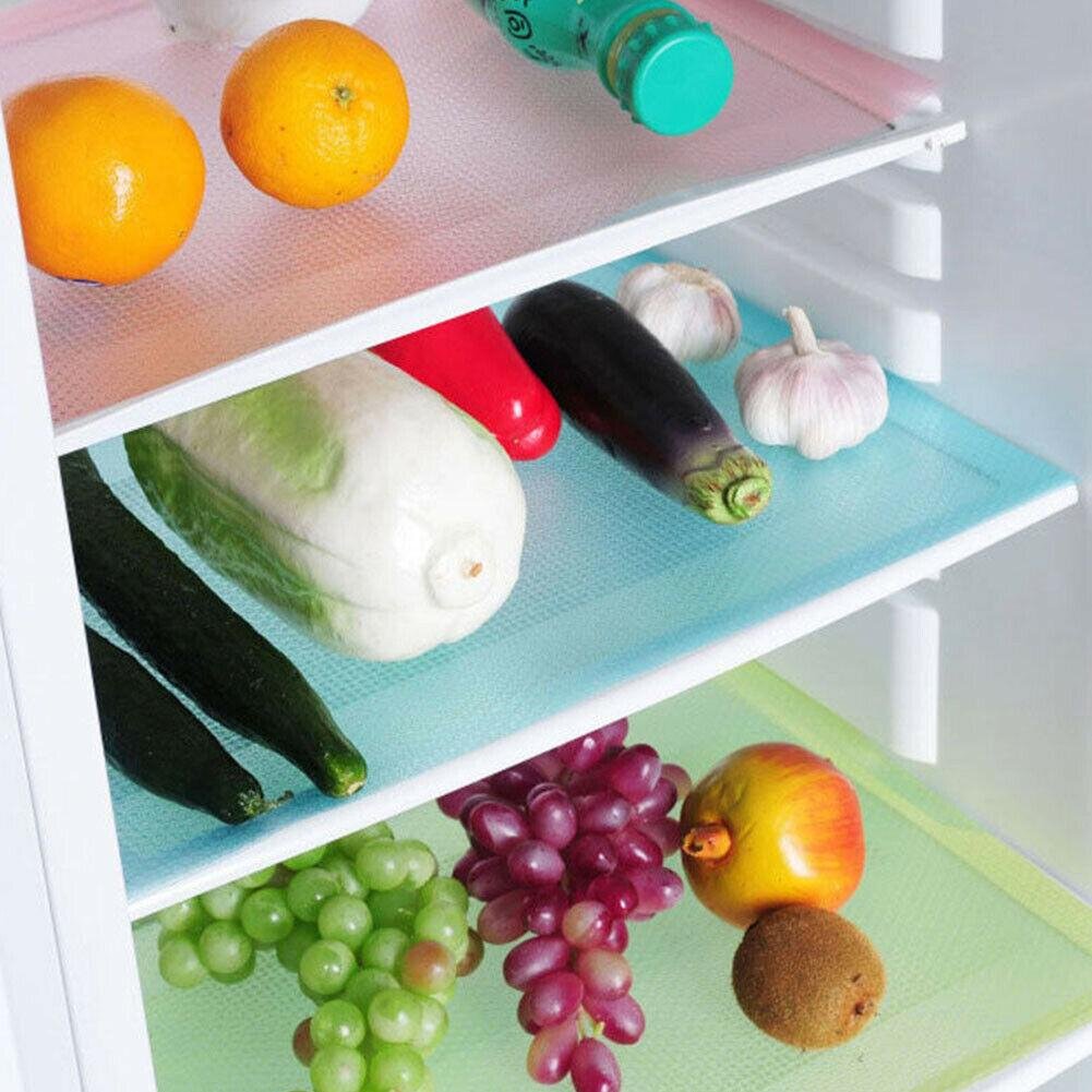 แผ่นรองวางของในตู้เย็น สำหรับรองบนชั้นภายในตู้เย็น แผ่นวางรองจาน แผ่นรองกันเปื้อน (1 ชุดมี 4 แผ่น)