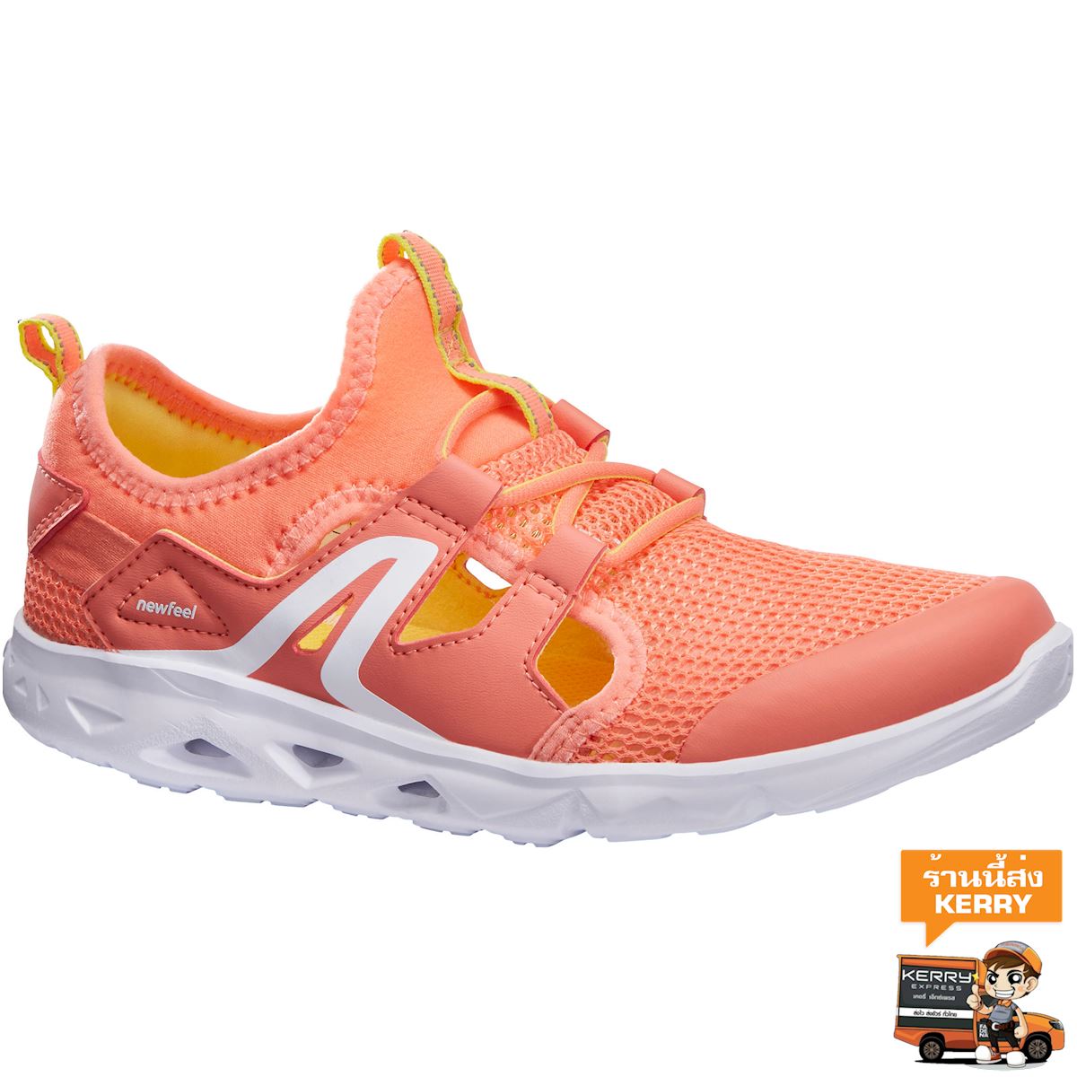 รองเท้าเด็กสำหรับใส่เดินรุ่น PW 500 Fresh (สีส้ม Coral) รองเท้าผ้าใบ เดินออกกำลัง