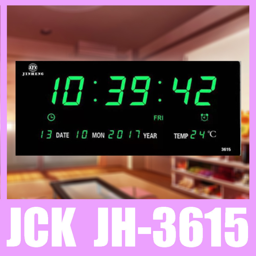 Jinheng นาฬิกาดิจิตอล LED รุ่น 3615 แขวนติดผนัง Number Clock แขวนผนัง