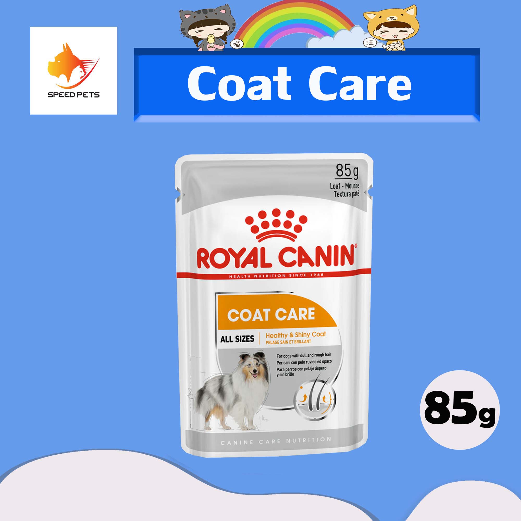 Royal Canin Coat Care Pouch อาหารเปียก สูตรบำรุงขน สำหรับสุนัข ขนาด 85g  1 ซอง