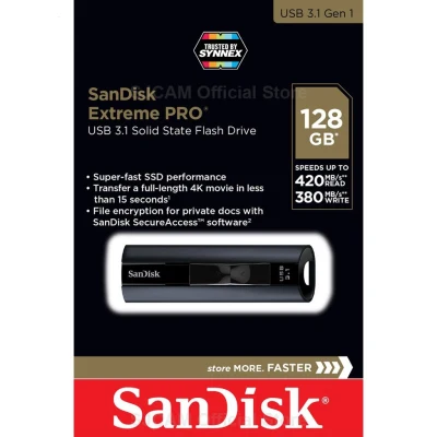 hot SanDisk Extreme PRO USB 31 Solid State Flh Drive 128GB Speed r 42 w 38MB s (SDCZ88 128G G46) เมมโมรี่ แฟลซไ์ฟ