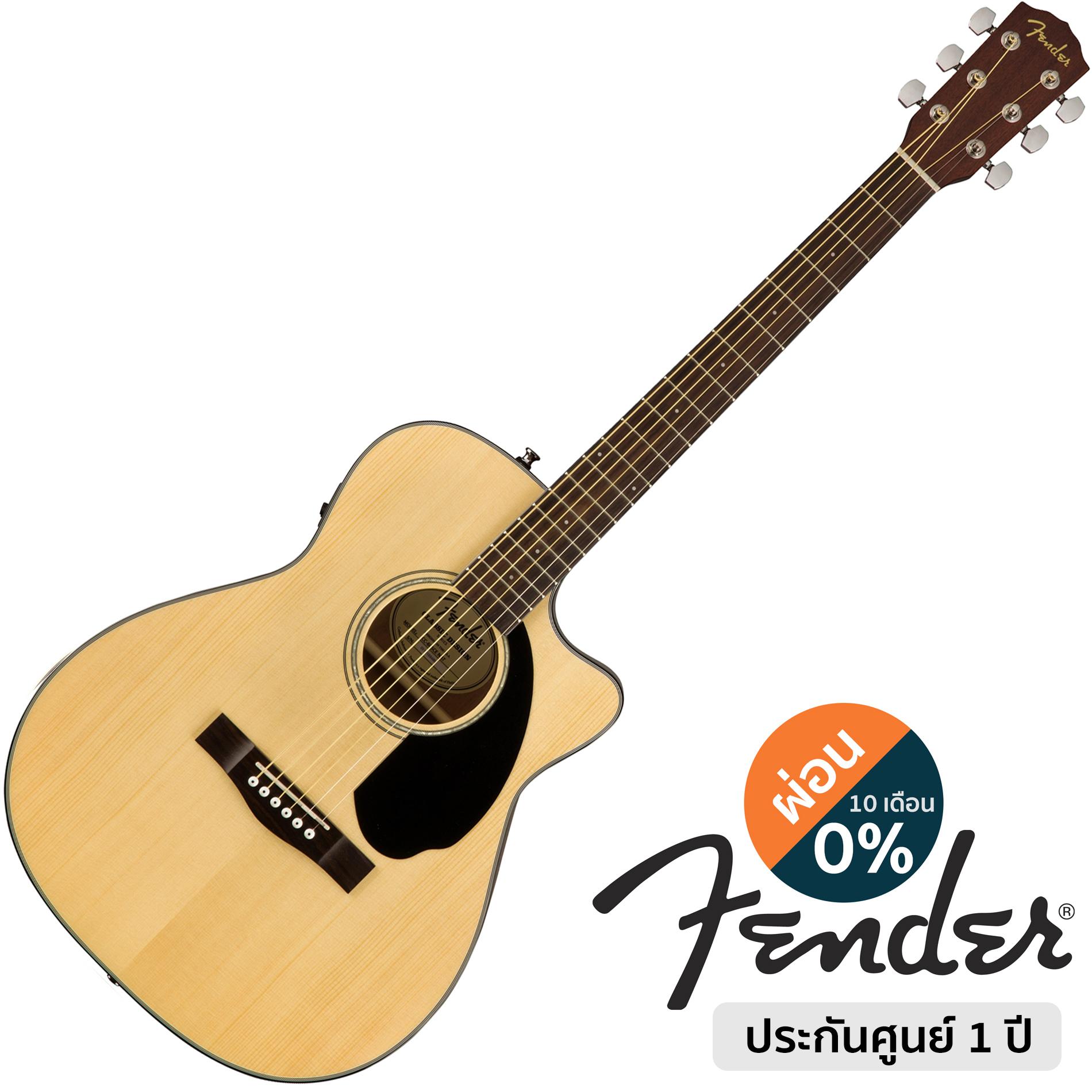 Fender® Acoustic Electric Guitar กีตาร์โปร่งไฟฟ้า 41 นิ้ว ไม้ท็อปโซลิดสปรูซ รุ่น CD60SCE + แถมฟรีถ่าน & ประแจขันคอ ** ประกันศูนย 1 ปี **