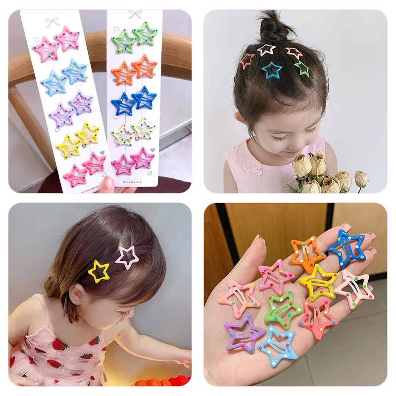 Kẹp tóc hình ngôi sao nhiều màu sắc cho bé gái 6pcs Set of Cute Hair Clip
