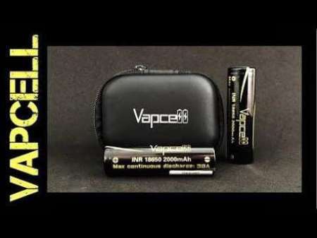 ถ่านชาร์จ Vapcell 18650 สีดำ ความจุ 2000 MAh  38A จำนวน 2 ก้อน ของแท้ แถมกระเป๋าใส่ถ่าน 1 ใบ