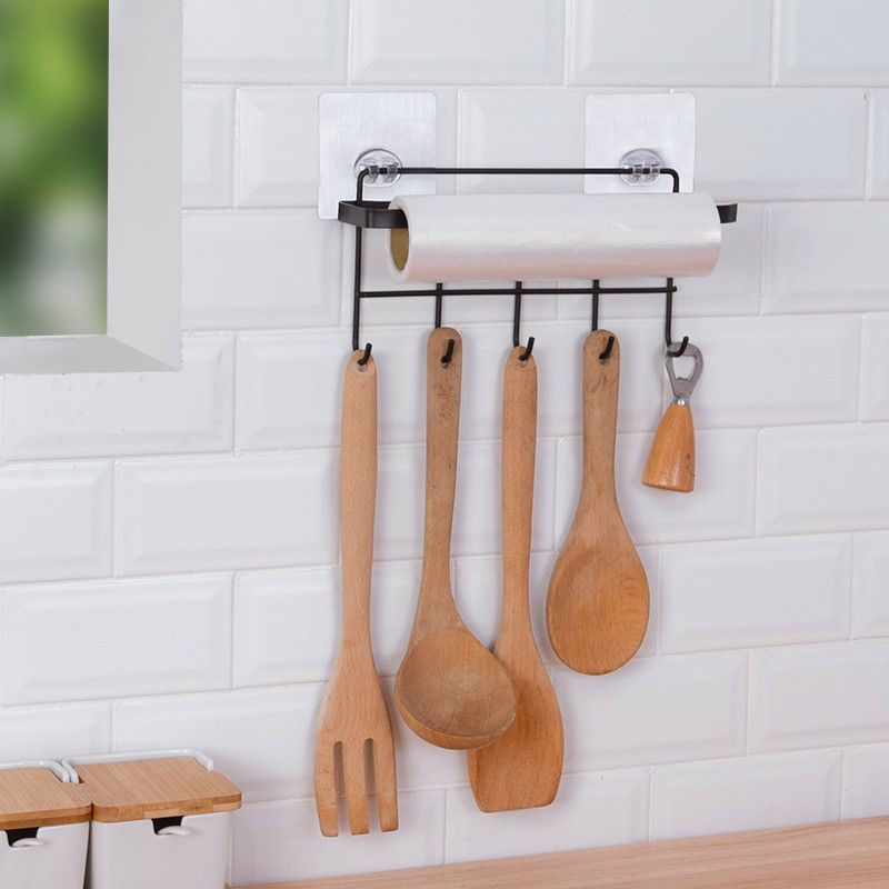 Paper Towel Roll Holder Kitchen Organizer Mental Rack with Towel Bar