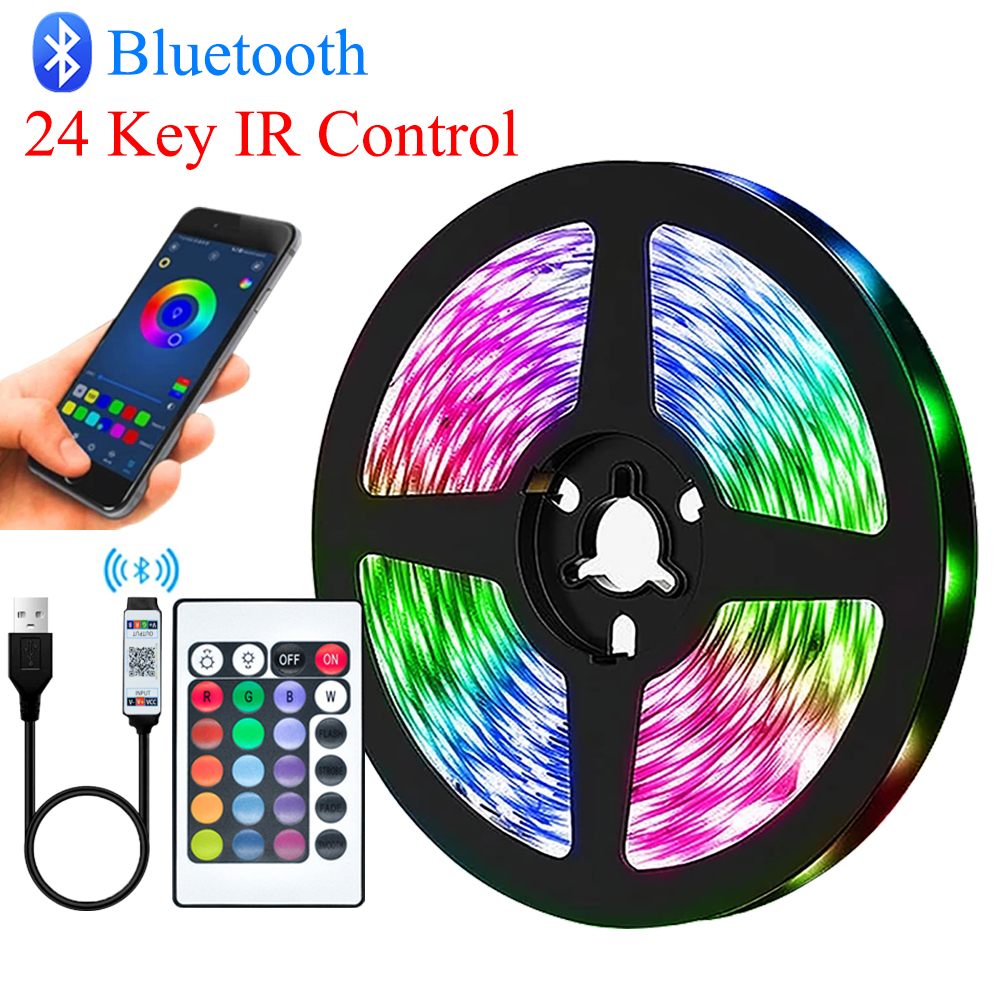 LED Strip Lights 1M-20M RGB 5050RGBIC WS2812B Infrared Bluetooth Ontroller  BackLight Room Luces Luminous Decorate Fita Lamp