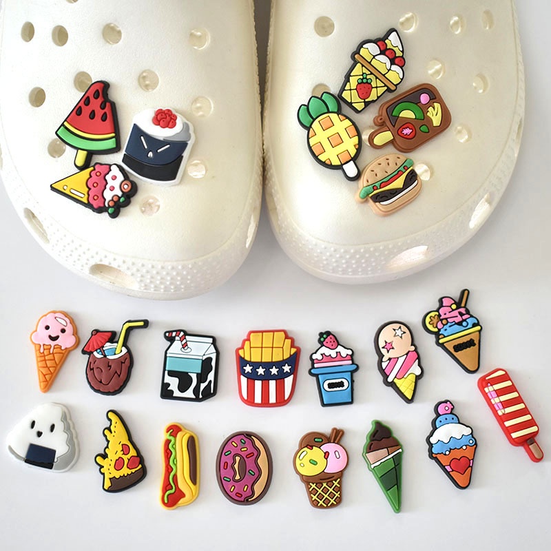 Jibbitz Charms Cute Doughnut Pizza Snacks Series Crocs Clog Shoes ...