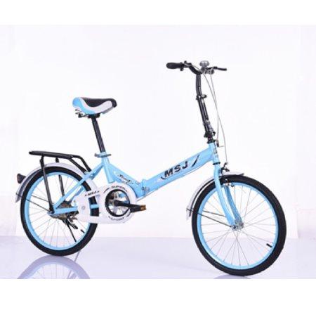 จักรยานพับได้ จักรยานพกพา Foldable bicycle (จักรยานพับได้ 20 นิ้ว) สามารถพกพาไว้ท้ายรถ ขึ้นรถไฟฟ้าได้ มีขนาดเล็กประหยัดพื้นที่จัดเก็บ / สีฟ้า