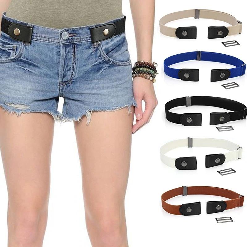 yuanyuan New Unisex Jeans Elastic Waist Belt No Buckle Adjustable Invisible Belt Buckle
