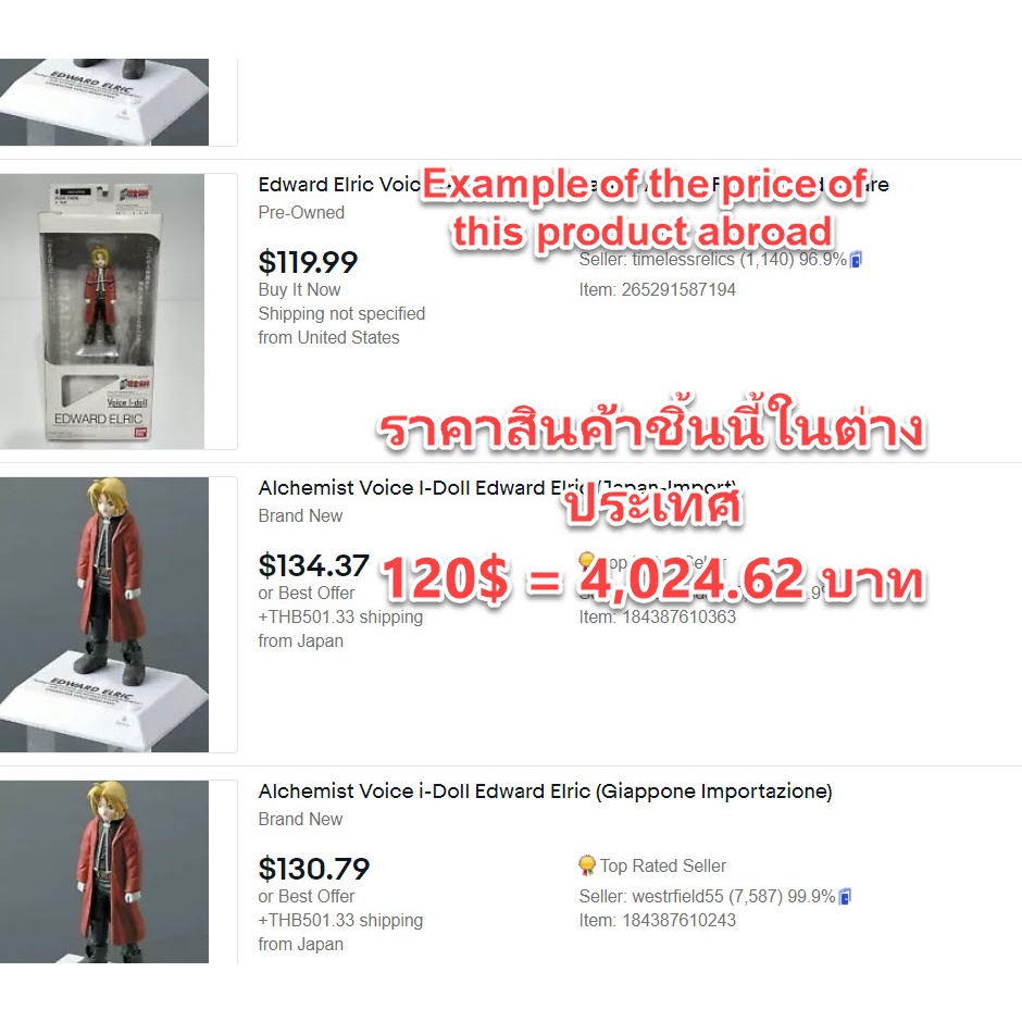 ฟิกเกอร์ แขนกลคนแปรธาต เอ็ดเวิร์ด เอลริค FULLMETAL ALCHEMIST VOICE I