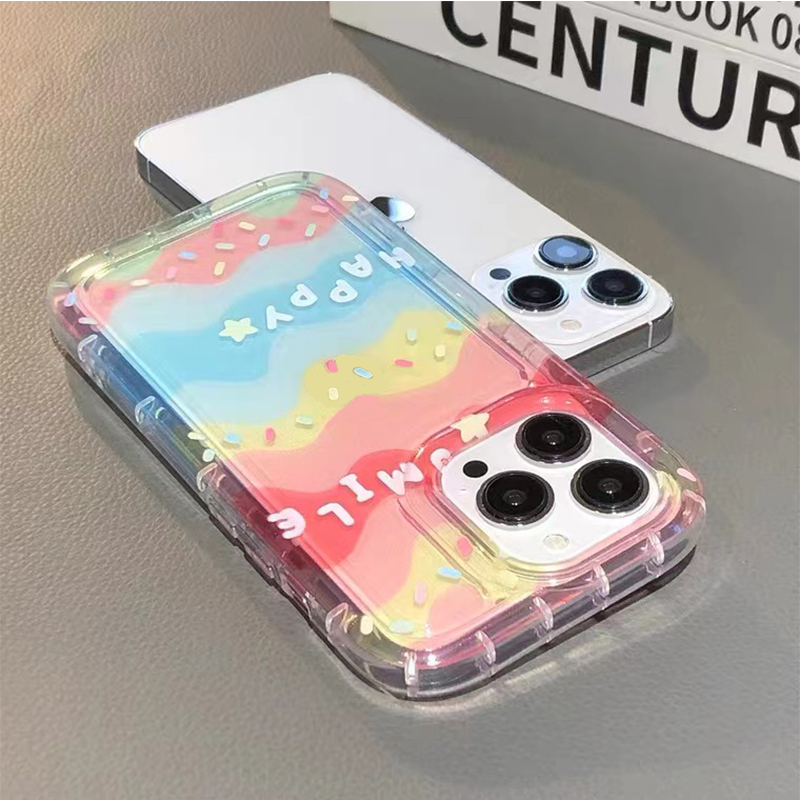 For IPhone 14 Pro Max IPhone Case Thickened TPU Soft Case Clear Case Shockproof Rainbow Compatible with For 13 Pro Max