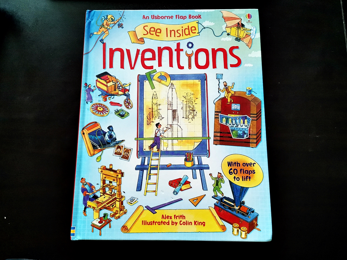 หนังสือภาษาอังกฤษ: Inventions (Usborne See Inside) มือหนึ่ง มี flaps ให้เปิดมากกว่า 60 ชิ้น ส่งเสริมการเรียนรู้ภาษาอังกฤษ