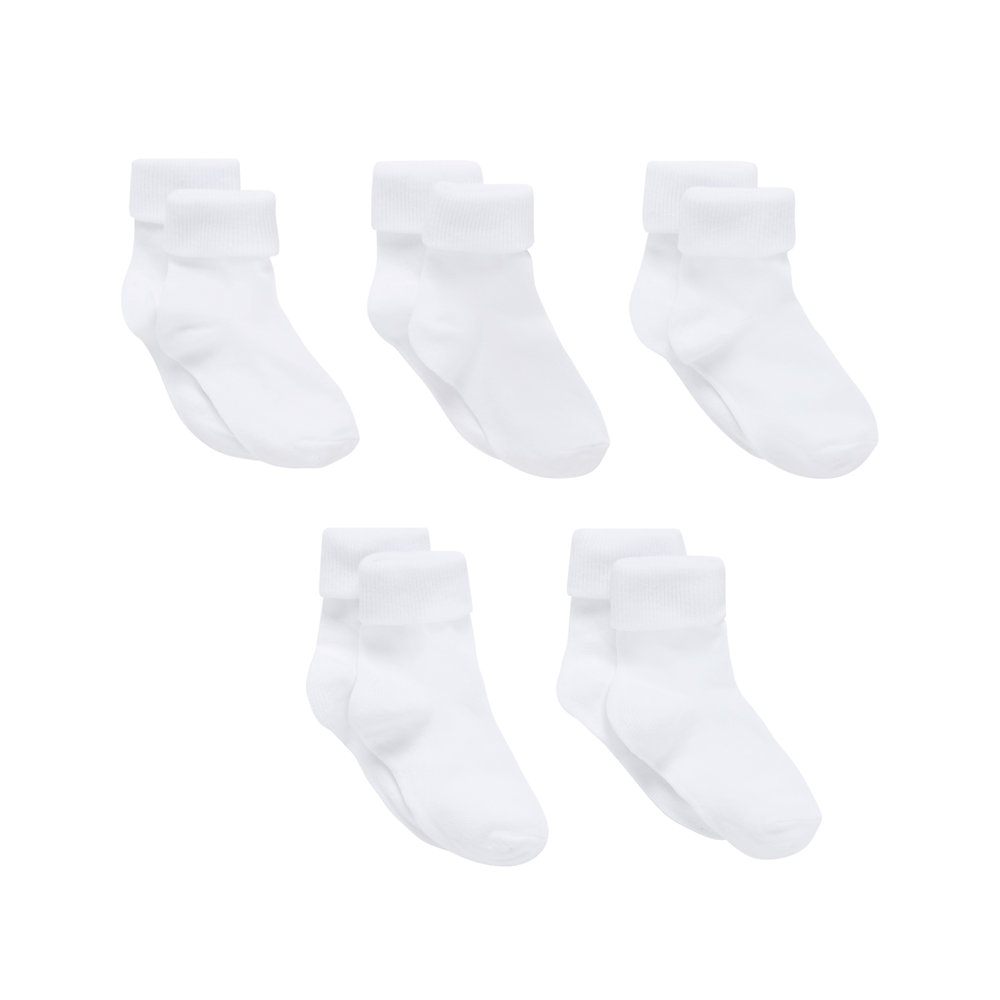 ถุงเท้าเด็กผู้ชาย mothercare white turn-over-top socks - 5 pack KA749