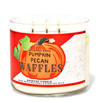เทียนหอม Bath Body Works กลิ่น Winter Peach Marhmallow , Eucalyptus Mint , Midnight Blue Citrus , Tis The Season , Daydream  สร้างบรรยากาศดีๆภายในบ้าน สี Pumpkin Pecan Waffle สี Pumpkin Pecan Waffle