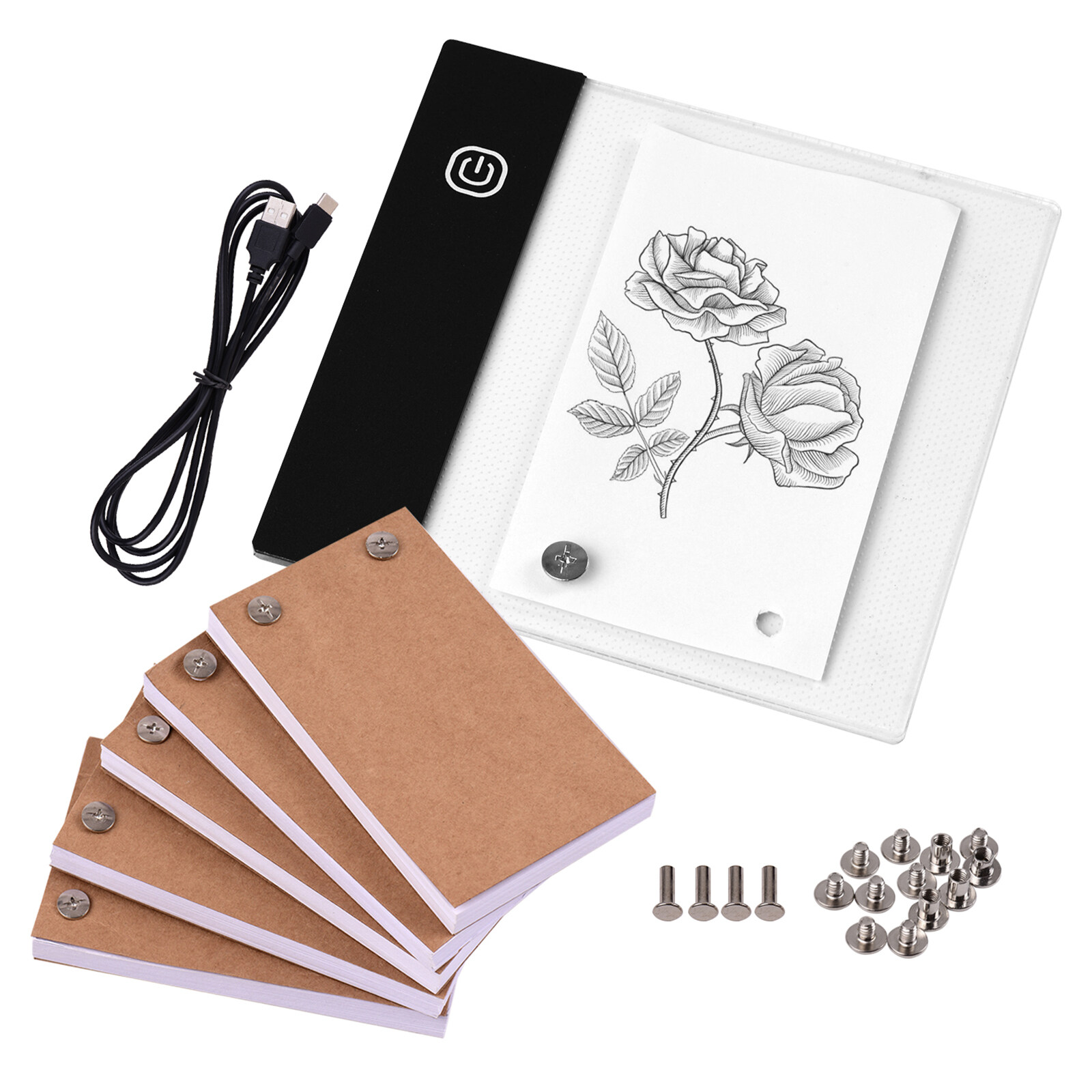 300 Sheets Book Kit with Mini Light Pad LED Lightbox Tablet Design with Hole Flipbook Paper Screws for Drawing Tracing | Lazada.co.th
