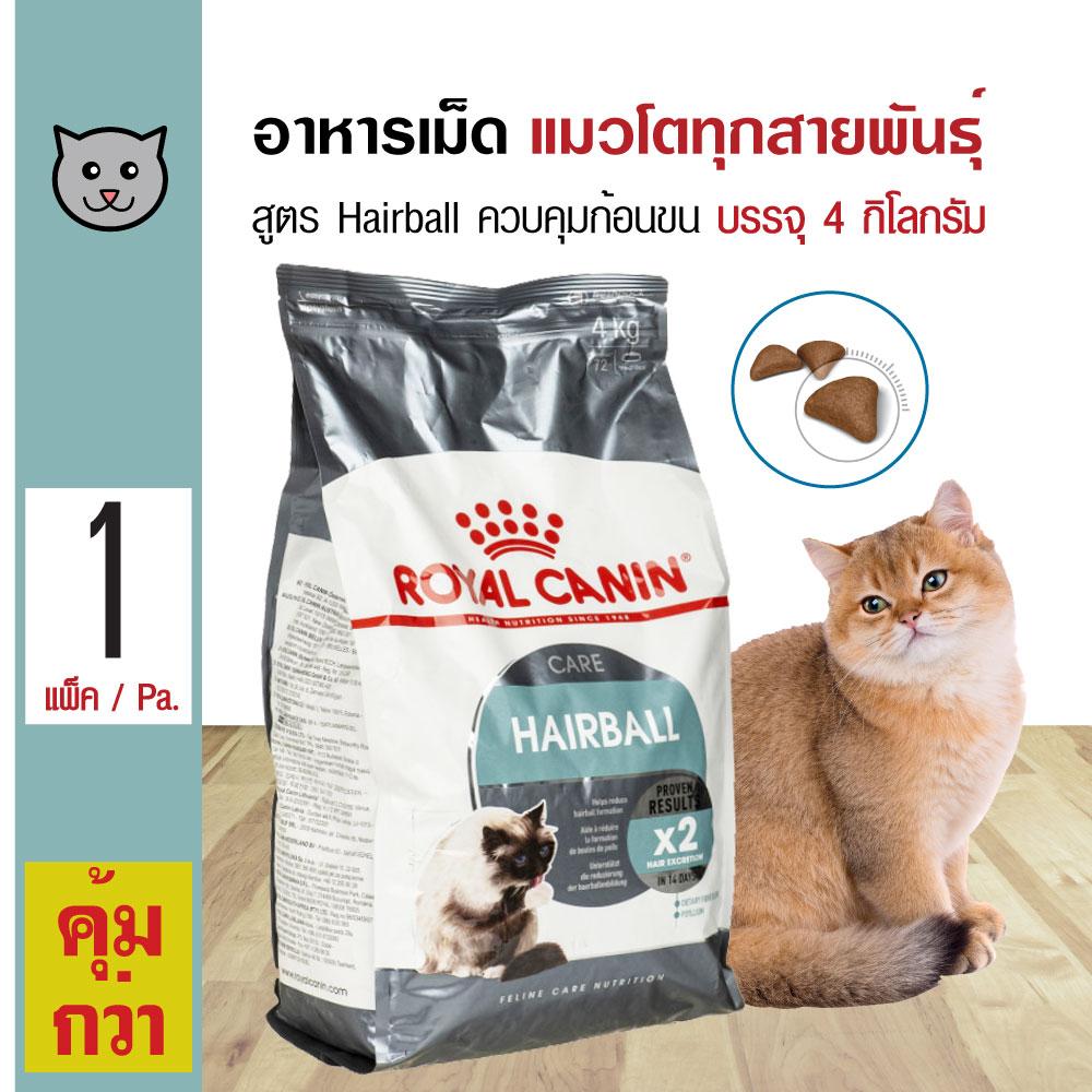 Royal Canin Hairball 4 Kg. อาหารแมว สูตรควบคุมก้อนขน บำรุงขน สำหรับแมวโต 1 ปีขึ้นไป (4 กิโลกรัม/ถุง)