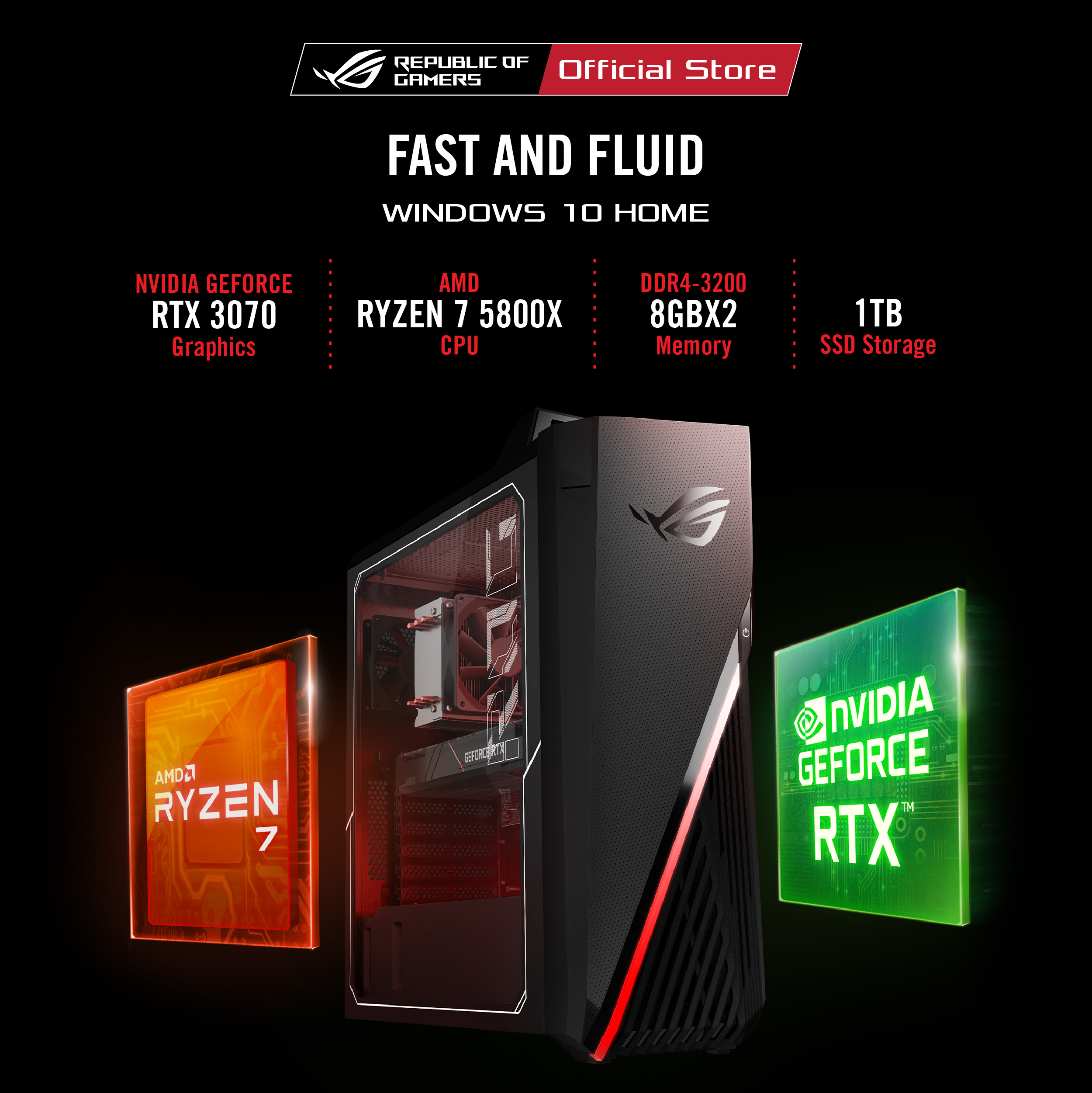 Asus Desktop Rog Strix G15dk R5800x052t Ryzen 7 5800x 16gb 8gbx2