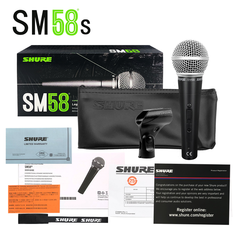 ไมโครโฟน SHURE SM58S Wired Microphone With switch function singing speech Microphone-ไมโครโฟนแบบมีสาย