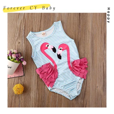 【Forever CY Baby】 Kid Baby Girl Cotton Sleeveless Striped Bikini Swimwear Bathing Suit Swimsuit Beach Summer Outfits