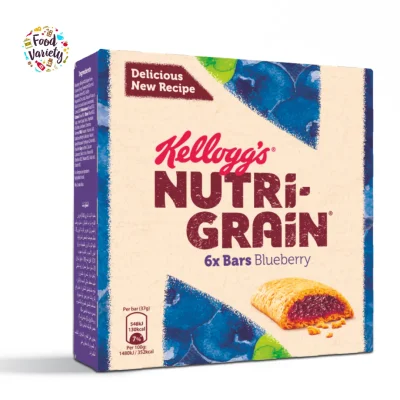 Kellogg's Nutri-grain Cereal Bars Blueberry 6x37g แคลล็อกส์ ซีเรียลบาร์ สอดไส้บลูบอร์รี่ 6แท่ง 37กรัม