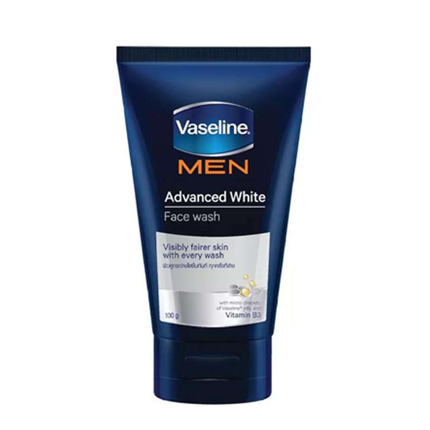 ร้านไทย ส่งฟรี VASELINE MEN วาสลีน เมน โฟมล้างหน้า สูตรแอดวานซ์ ไวท์ (ขาว) 100 กรัม เก็บเงินปลายทาง