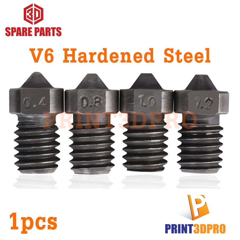 3D Spare Part V6 Hardened Steel Nozzle 0.2, 0.4,0.8,1.0 For 3d Printer