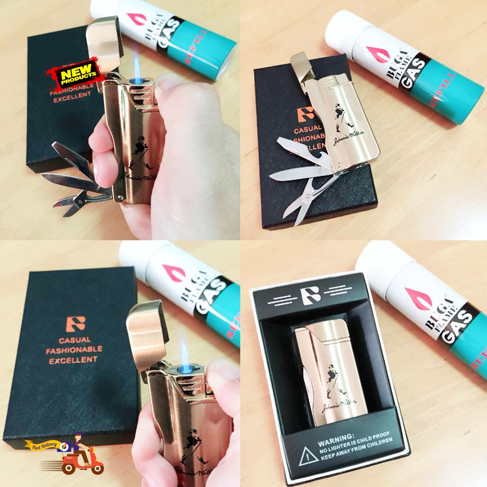 โปรโมชั่น มีดเดินป่า มีดพับ ราคาถูก ไฟแช็คแก๊สจอนนี่วัสดุคุณภาพดี ฟรีแก๊สกระป๋อง เติมแก๊สปรับระดับได้ พร้อมเครื่องมืออเนกประสงค์