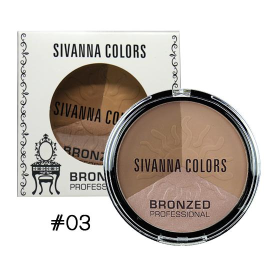 ฮอตสุดๆ บรอนเซอร์ 3เฉดสีใน1ตลับ Sivanna Colors Bronzed Professional บรอนเซอร์ 3เฉดสีใน1ตลับ เบอร์#3แถมฟรี ดินสอเขียวคิ้ว 1 ชิ้น