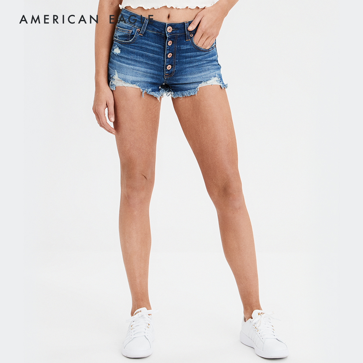 American Eagle High-Waisted Denim Short Short กางเกง ขาสั้น ผู้หญิง ยีนส์ เอวสูง ( WSS 033-5440-929) สี EASY BREEZY BLUE สี EASY BREEZY BLUE