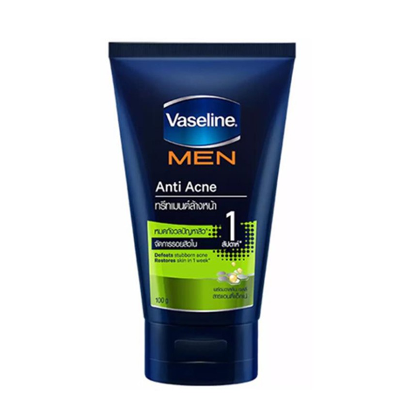 ร้านไทย ส่งฟรี VASELINE MEN วาสลีน เมน โฟมล้างหน้า สูตรแอนตี้ แอคเน่ (เขียว) 100 กรัม เก็บเงินปลายทาง