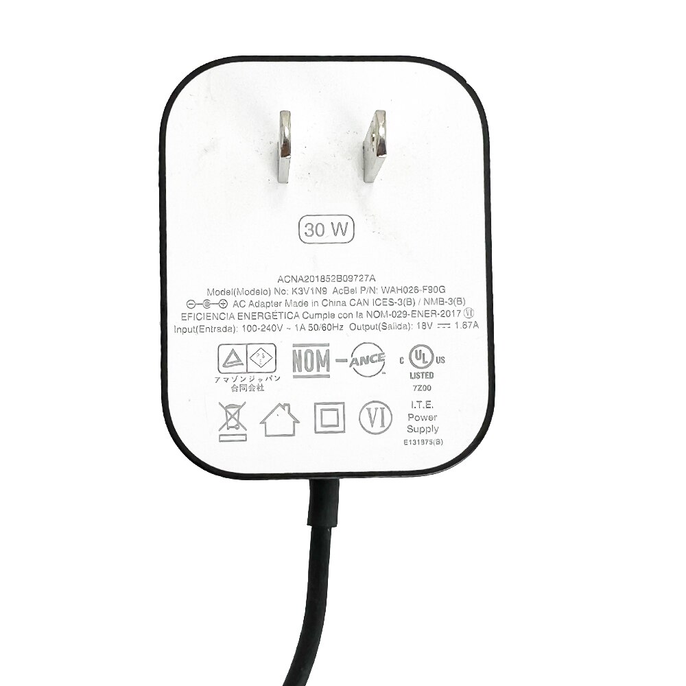 Genuine AC Power Adapter 30W for Echo (3rd Gen), Echo Plus (2nd Gen) Echo Show (2nd gen) Echo Show 8 K3V1N9 Power Supply