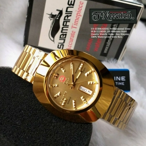 สินค้า US SUBMARINE Professionalรุ่น SUB-111MDนาฬิกาผู้ชาย นาฬิกาข้อมือระบบควอทซ์ STANLESS STEELแสดงวันที่ กันน้ำ100% (gold) TOP!!