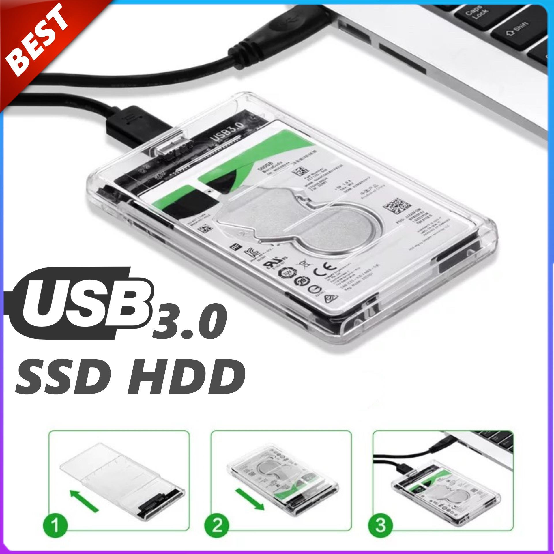 E-yield USB3.0 to SATA3.0 External Hard Drive Enclosure Hard Disk Storage Box with SATA to USB Connector Cable Support UASP for 2.5inches(2.5 นิ้ว) HDD ฮาร์ดดิส and SSD SATA Interface External Gard Drive Clear with fast And Good Quality Hard Drive Disk