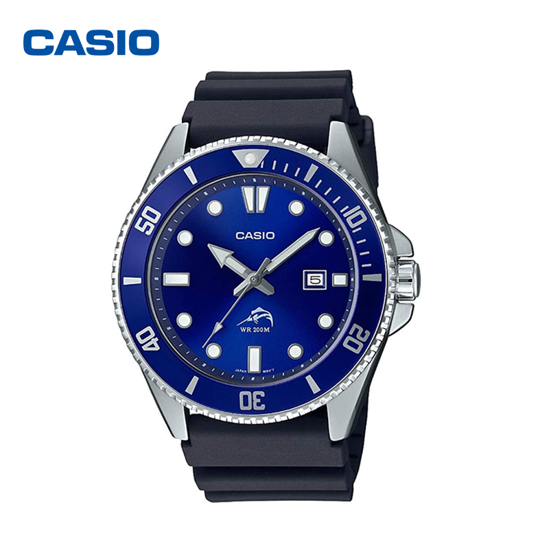 Casio นาฬิกาผู้ชายแฟชั่นDuro 200 รุ่นMDV-106B-2A นาฬิกาคุณภาพระดับเคาน์เตอร์สายยางใช้งานสบายมาก หน้าปัด 44mm ความหนา12mm