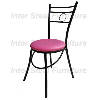 Inter Steel CH777BK เก้าอี้เหล็ก เก้าอี้นั่งทานข้าว เก้าอี้กินข้าว รุ่น CH777 โครงสีดำ-เบาะชมพู Diner chair steel chair